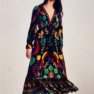 Vibrant Farm Rio Georgette Long Sleeve Maxi Dress